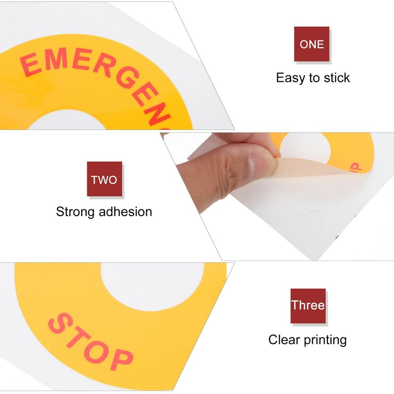 Emergency Stop Warning Adesivos, Equipamento de etiqueta decalque, Etiquetas do logotipo, Indicador Applique Sign Caution, 8 Pcs