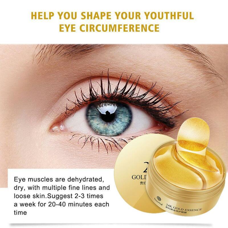 Gel per gli occhi per occhiaie gonfiore 24k Gold Essence maschere per gli occhi per rughe e risultati rinfrescanti 60 pezzi Eye Pacthes cura della pelle