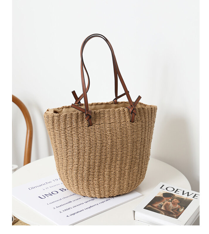 CAREY KAY 2022 borsa a mano estiva in Rattan per donna Design di marca borsa a tracolla a secchiello in paglia intrecciata Vintage borse da spiaggia Bohemia femminile