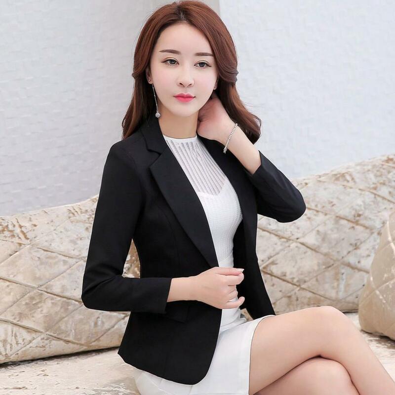 Pink Women Blazer Formal Business Office Lady Work Suit Pockets Jackets Slim Female Casual Top Korean Suit Coat Spring Autumn