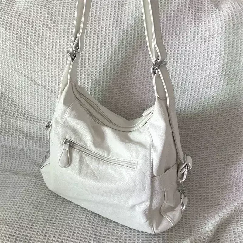 Xiuya Y2k borsa a tracolla di grande capacità borsa a tracolla in pelle bianca Pu stile americano Punk Goth Fashion Simple Designer Handbag