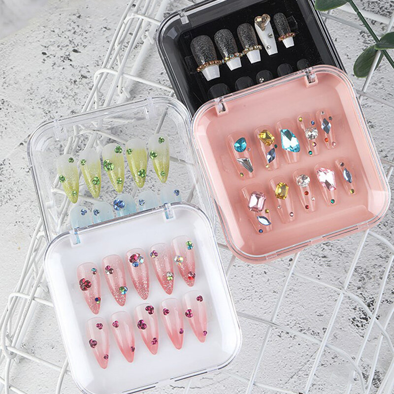 Caja de embalaje de plástico transparente exquisita, almacenamiento de mejora de uñas, exhibición de collar de joyería, caja de regalo