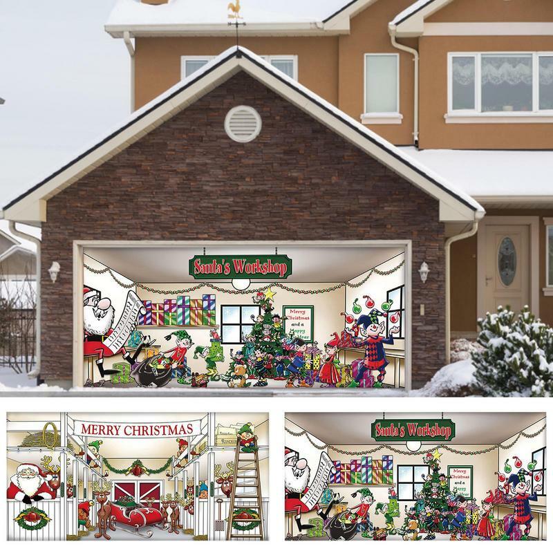 Christmas Banner For Garage Door | Single Garage Door Banner Christmas Decorations | Outdoor Merry Christmas Backdrop Decor Size