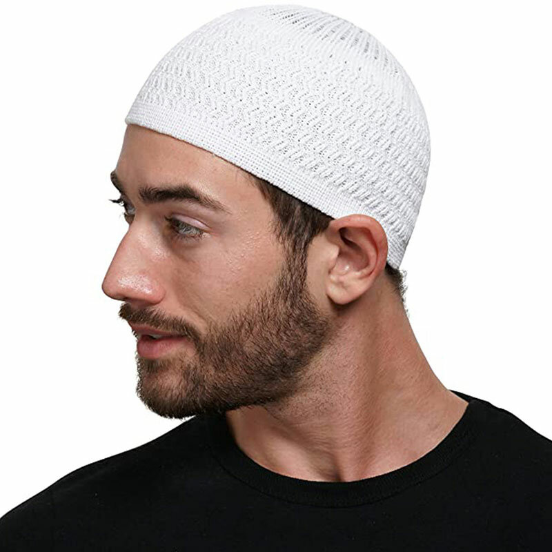 Topi rajut hangat pria, topi Islam Yahudi India musim dingin