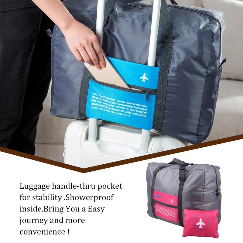 Tamanho grande Carry-On Duffle Bag, Bagagem Bag, Dobrável, Armazenamento de Roupas, Viagem