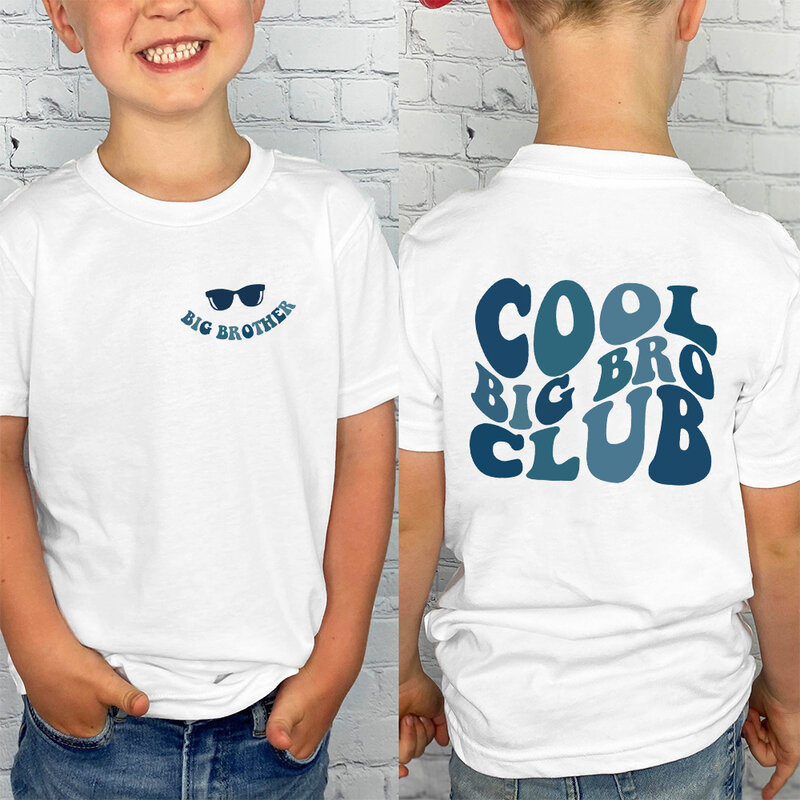 Cool Big Bro Club Shirt para crianças, Cute Sibling Toddler Outfit, Promovido para Big Brother Tops, Presente de anúncio do bebê