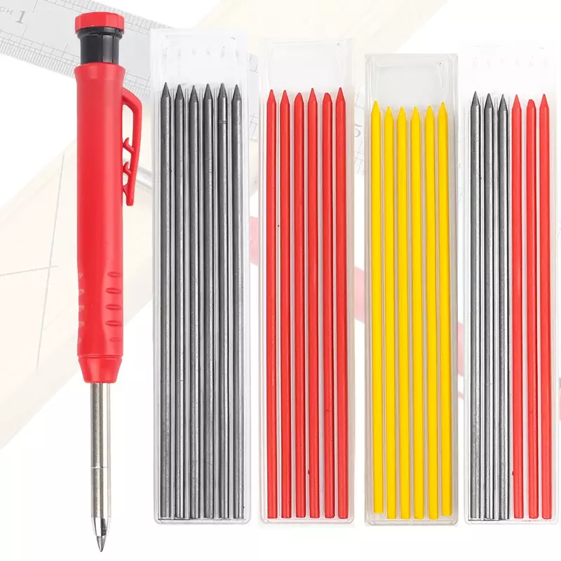 Perlengkapan Alat Tulis Pensil Tukang Kayu Kepala Panjang Konstruksi Tukang Kayu dengan Rautan Pensil Mekanik Tukang Kayu Solid