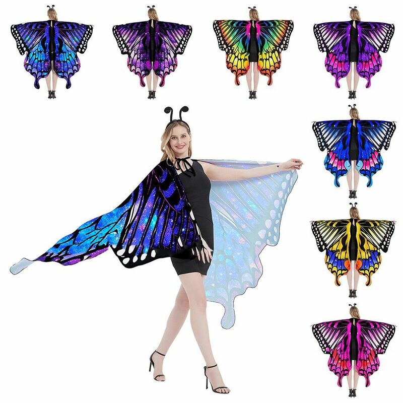女性のためのハロウィーンの蝶の衣装、大人のコスプレ、ケープ