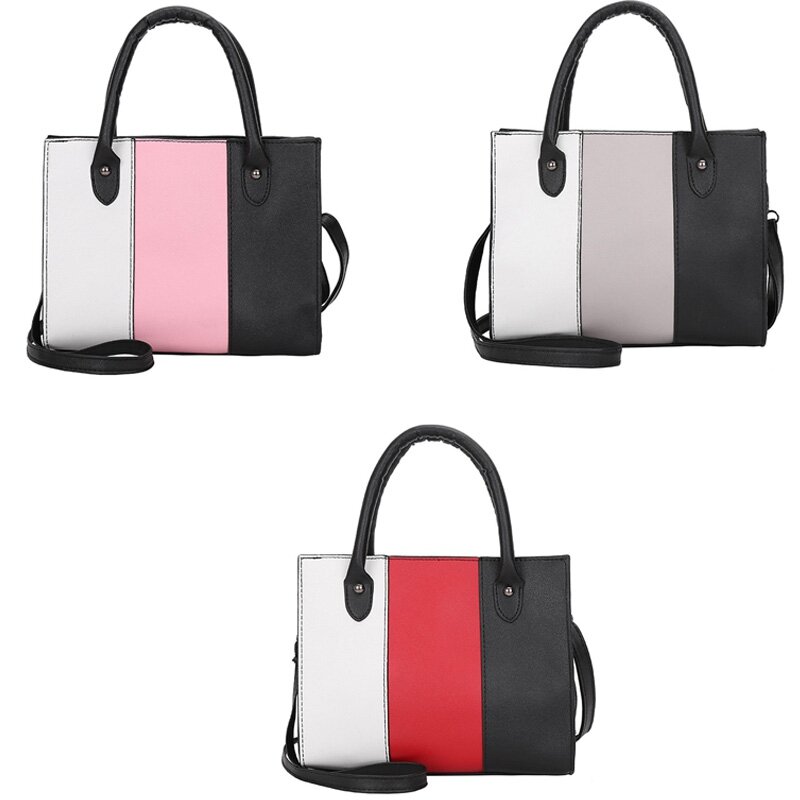 Women'S Handbag Casual Bag Messenger Bag Hit Color Leather Handbag Shoulder Bag