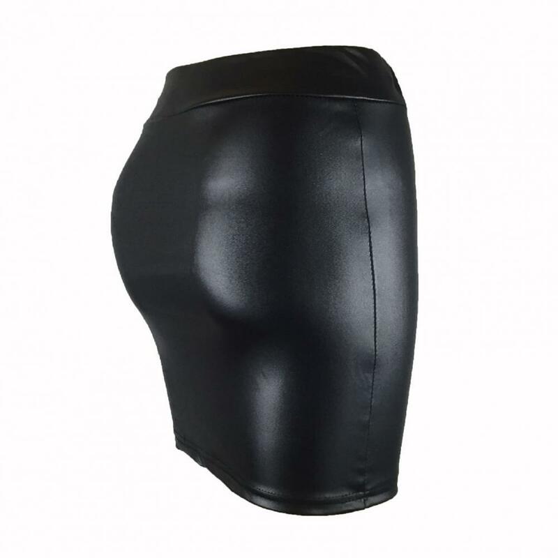 Damska Mini spódniczka w jednolitym kolorze z wysokim stanem Slim Fit Skinny matowy Faux Leather przytulna spódnica dojeżdżająca do pracy w stylu Streetwear