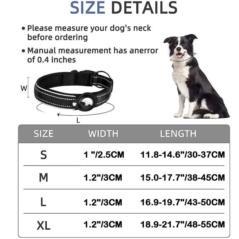 New For Apple Airtag Pet Dog Collar Anti-Lost Reflective Protective Tracker WaterProof For Pet Dog Cat Dog Positioning Collar