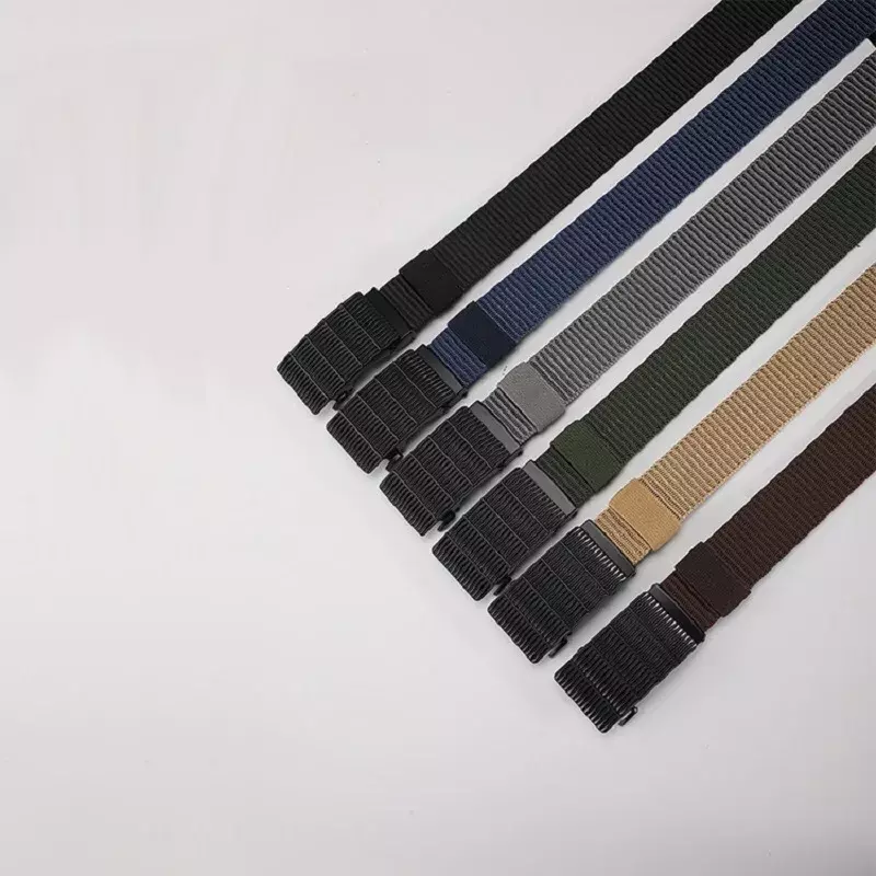 Sabuk anyaman kanvas nilon pria sabuk kain Fashion kasual gesper otomatis desainer untuk sabuk kerja Jeans tali pria ZX011