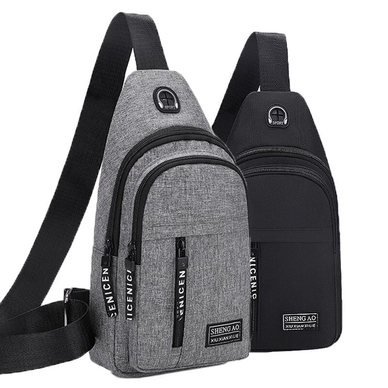 Tas tangan pria Travel, tas dada USB tas selempang desainer tas bahu tahan air paket Diagonal tas belakang olahraga