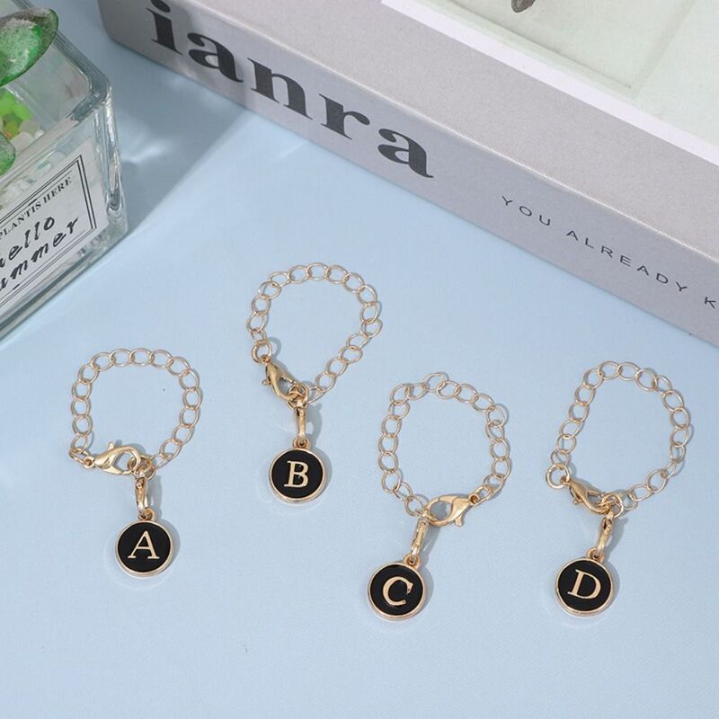 White/Black Letter Charm for Cup Hanging Initial Name Water Cup Handle Chain Personalized with Buckle