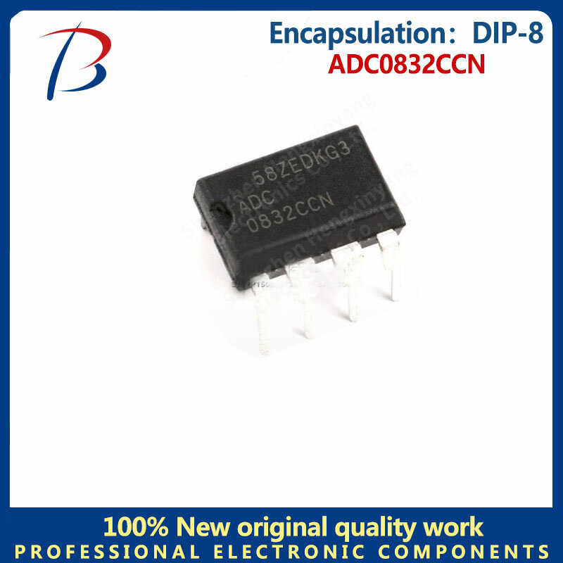 Paquete de 5 piezas ADC0832CCN, chip convertidor AD de doble canal, Resolución de 8 bits, DIP-8