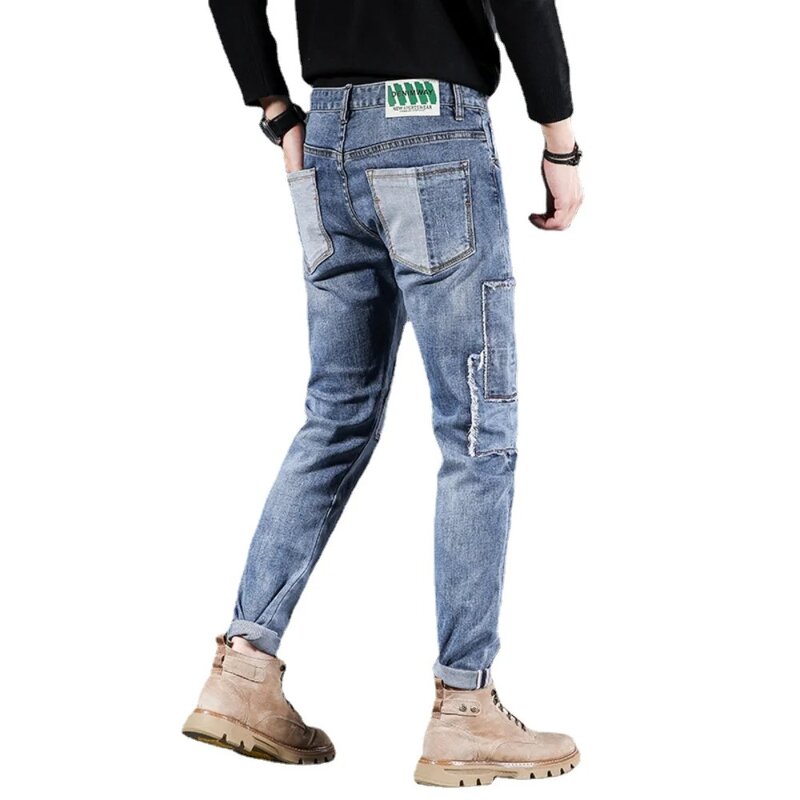 Abbigliamento uomo Jeans pantaloni Cargo pantaloni Casual Splicing Business Work Pants uomo Slim Fit pantaloni uomo dritto y2k Streetwear