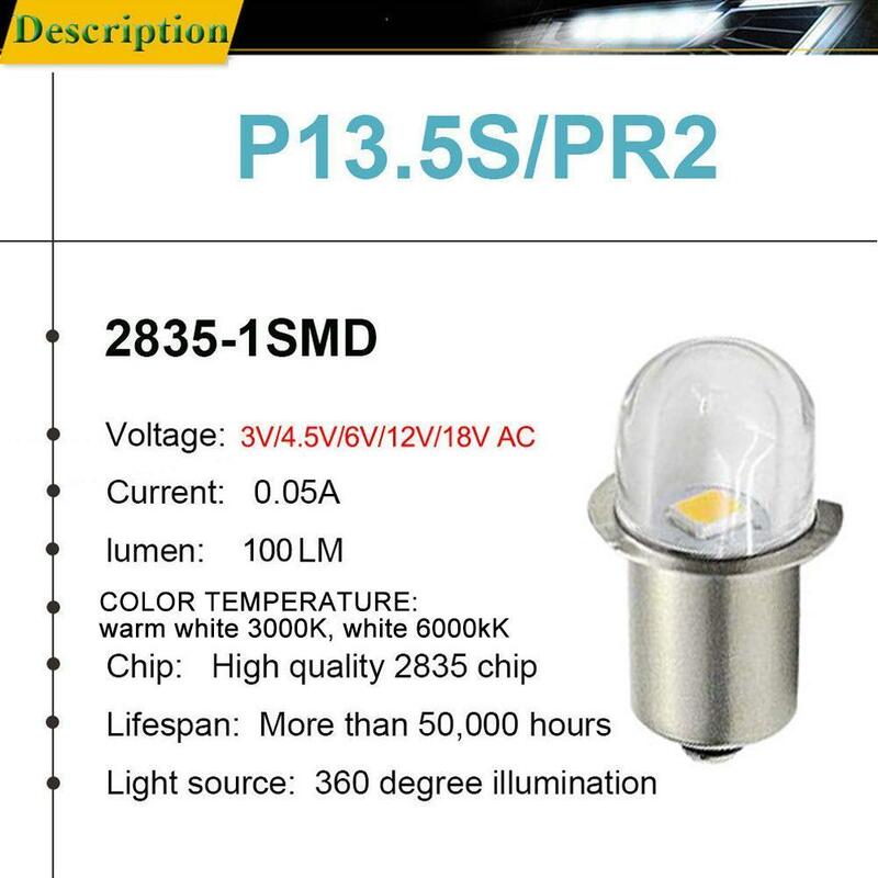 P13.5S dasar bohlam Peningkatan LED senter Maglite putih hangat putih 3000K putih 6000K DC6V-12V pengganti bohlam lampu kerja