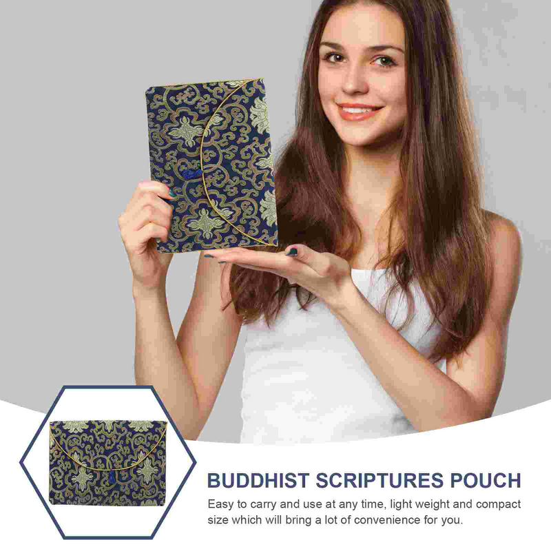 Buddhist Scriptures Pouch Brocade Bag Buddhist Jewelry Pouch Delicate Small Gift Storage Pouch Retro Scripture Bag Double-layer