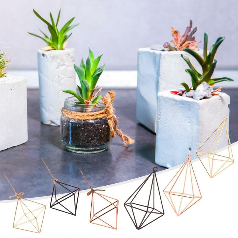 Minimalist Plant Stand Geometric Glass Terrarium Propagation Station with Iron Stand for Home Office Decor Plant Lover