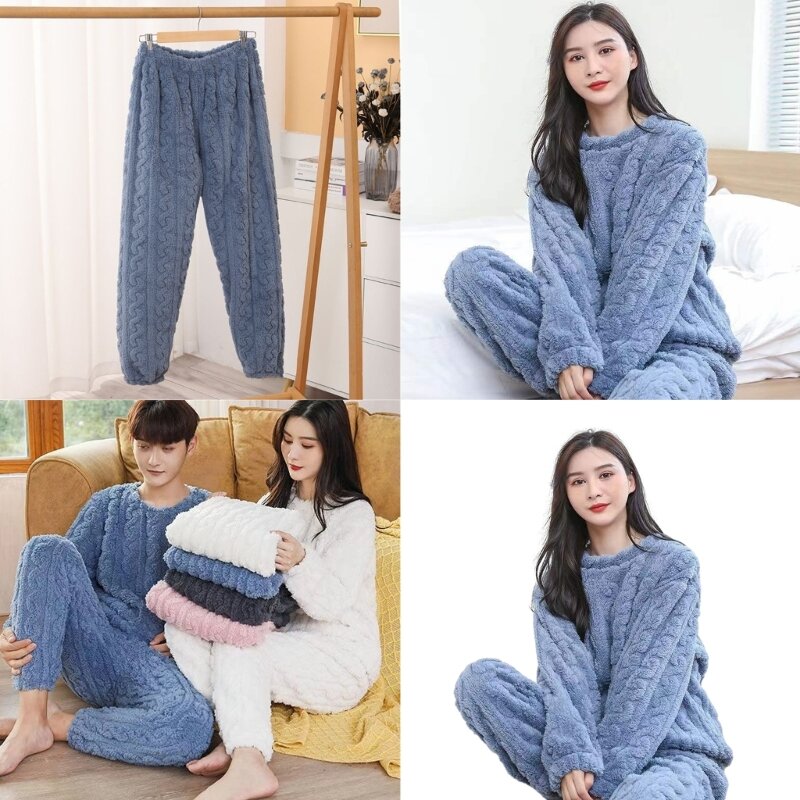 Women Pyjama Set Furry Fleece Soft Pajamas Comfortable Warm Soft Wear Pyjama Sets Loungewear Pyjamas 264E