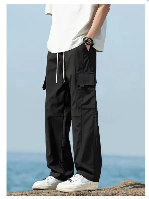 Быстросохнущие женские брюки из ледяного шелка с высокой талией летом 2024. Тонкий, удлиненный, дышащий, повседневный и s