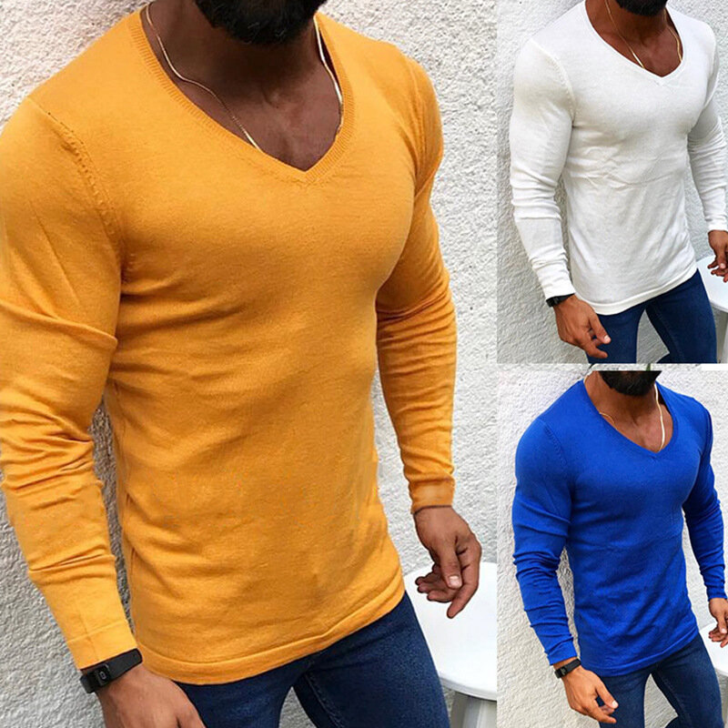 Mens Coat 2023 New Slim Fit Long Sleeve Round Neck Pullover Knit Top Sweater for Men