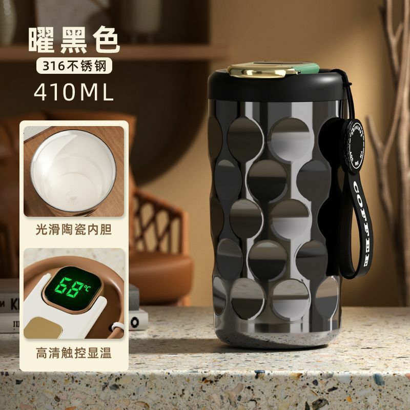Stainless Steel Ceramic Coffee Thermos Mug Leak-Proof Non-Slip Car Vacuum Flask Travel Thermal Cup Water Bottle