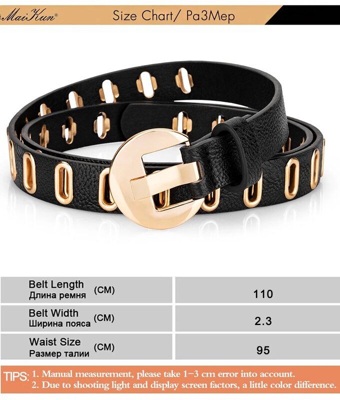 Maikun New Grunge Women Belt Adjustable Hole Grunge Punk  Belts for Women Alloy Pin Buckle PU Leather Belt 
