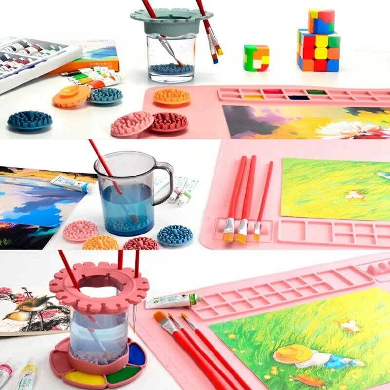 Washable Silicone Craft Graffiti Painting Mat DIY Silicone Painting Scrubbable Pigment Palette Painting Pad