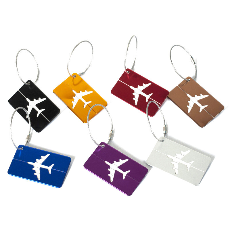 Etiqueta de equipaje de aluminio, accesorios de viaje, etiquetas de nombre de equipaje, organizador de soporte de etiqueta de dirección de maleta, correa de equipaje de viaje