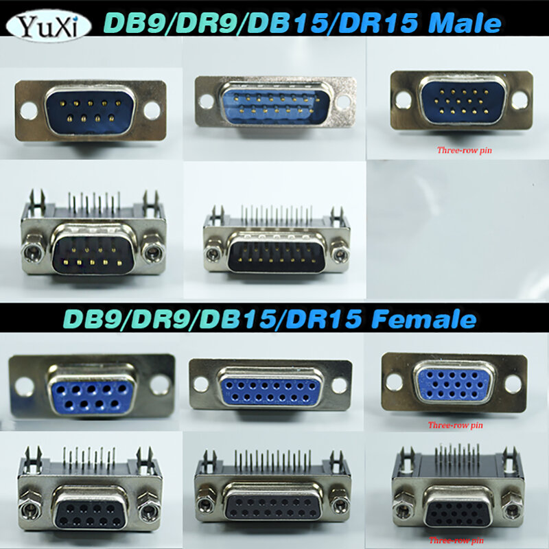 2 pz DB9 DR9 DB15 DR15 presa maschio femmina 90 gradi porta seriale adattatore D-sub connettore porta adattatori 9 15 Pin parti di riparazione