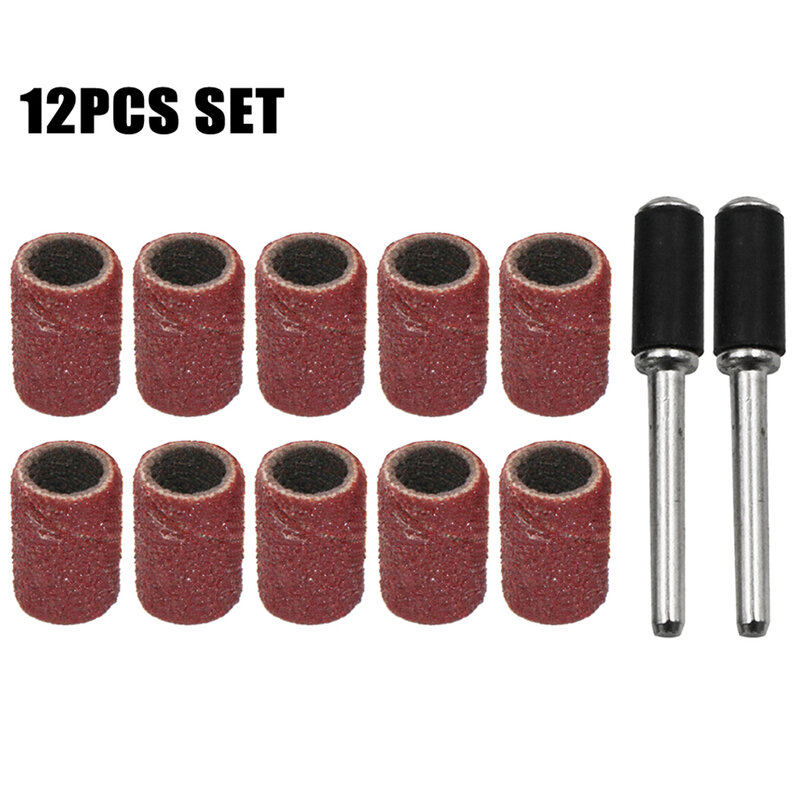 12Pcs Sanding Ring With Rod Abrasive Rotary Tool Kit Sanding Drum Grinding Head Home DIY Power Tool Replacement Accessories