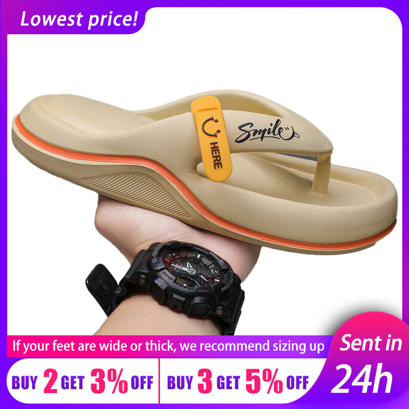 Summer Slippers Thick Sole EVA Flip Flops Mens Thong Sandals Outdoor Indoor Couples Shoes for Men Soft Sole Comfortable Slippers