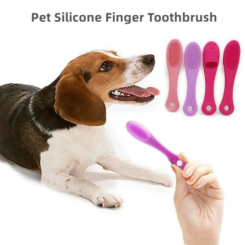 Escovas de dentes de silicone para cães e gatos, Pet Finger Toothbrush, Clean Tartar Care Tools, Suprimentos de limpeza para cães