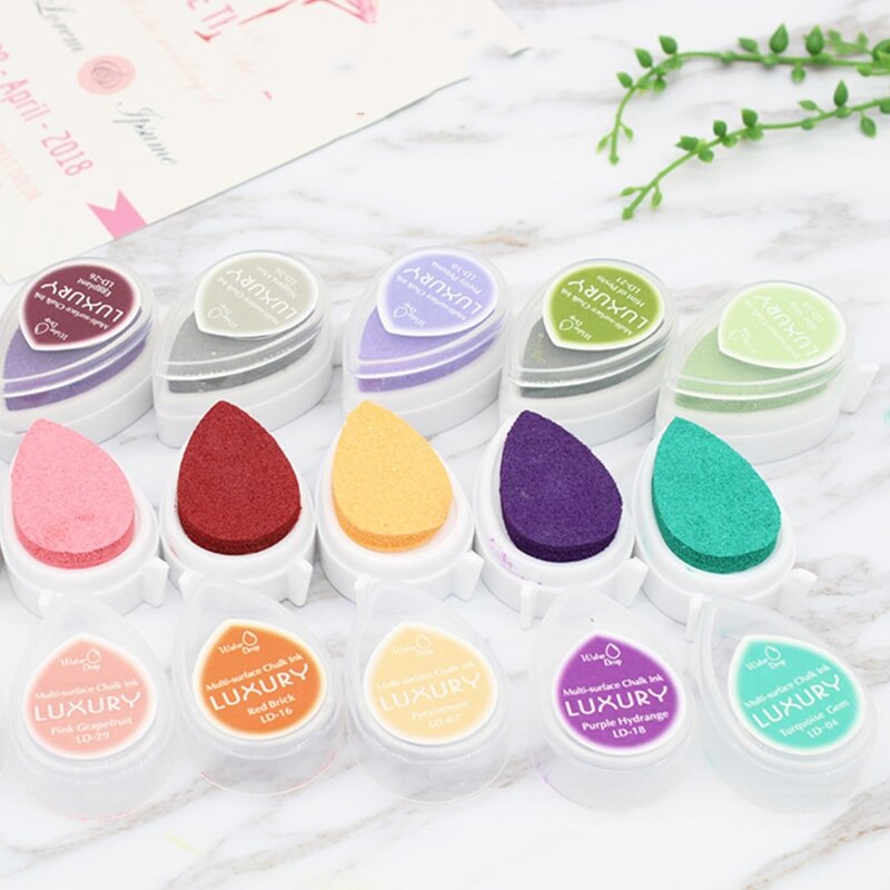 Water-drop Ink Pad Colored Finger Stamp Pigment Craft Stamper Ink Pad Easter Supplies for Student Card Making DIY Crafts