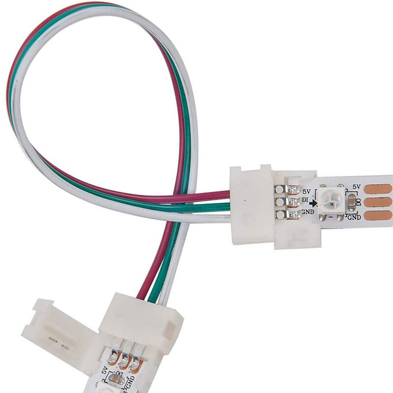 Solda LED Strip conector, canto conector para Pixels tiras, 3Pin, 10mm, Ws2811, Ws2812B, 6812, 1903ic, 10mm