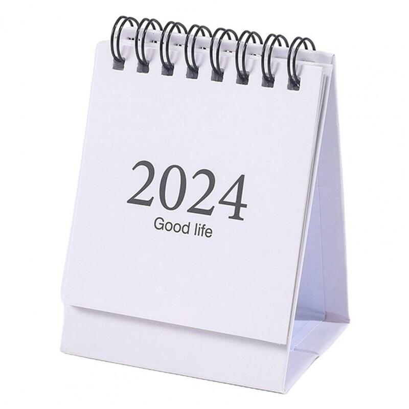 Journamm 2023-2024 Solid Color Mini Desk Calendar with Twin-Wire Binding Daily Planner Work Schedule School Stationery Supplies