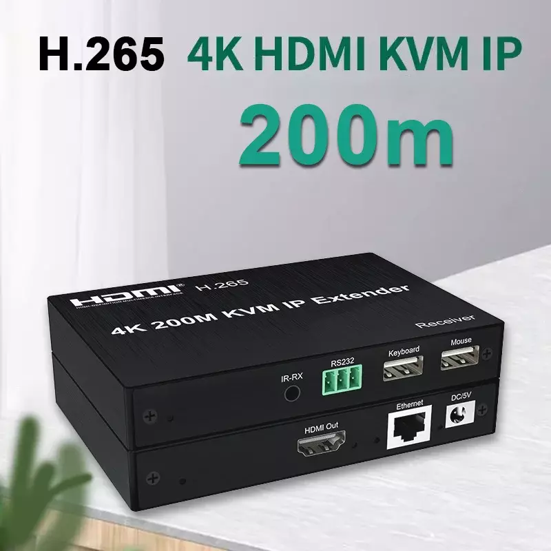 Cabo extensor Ethernet HDMI, 4K, 200m, RJ45, Cat5e/6, KVM Network Switch Splitter, pode muitos para muitos transmissor e receptor
