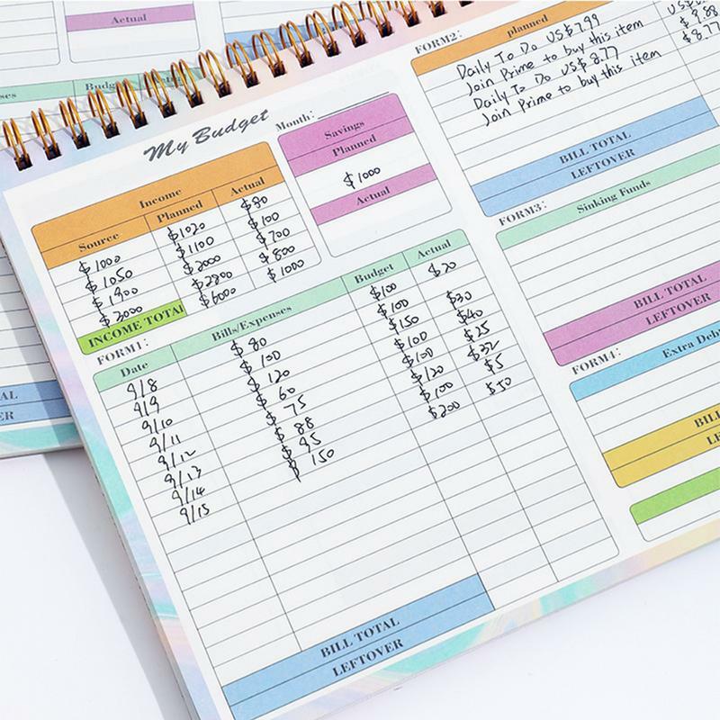 Notebook Bill Organizer com capa impermeável, orçamento livro, orçamento semanal, Expense Tracker, orçamentação