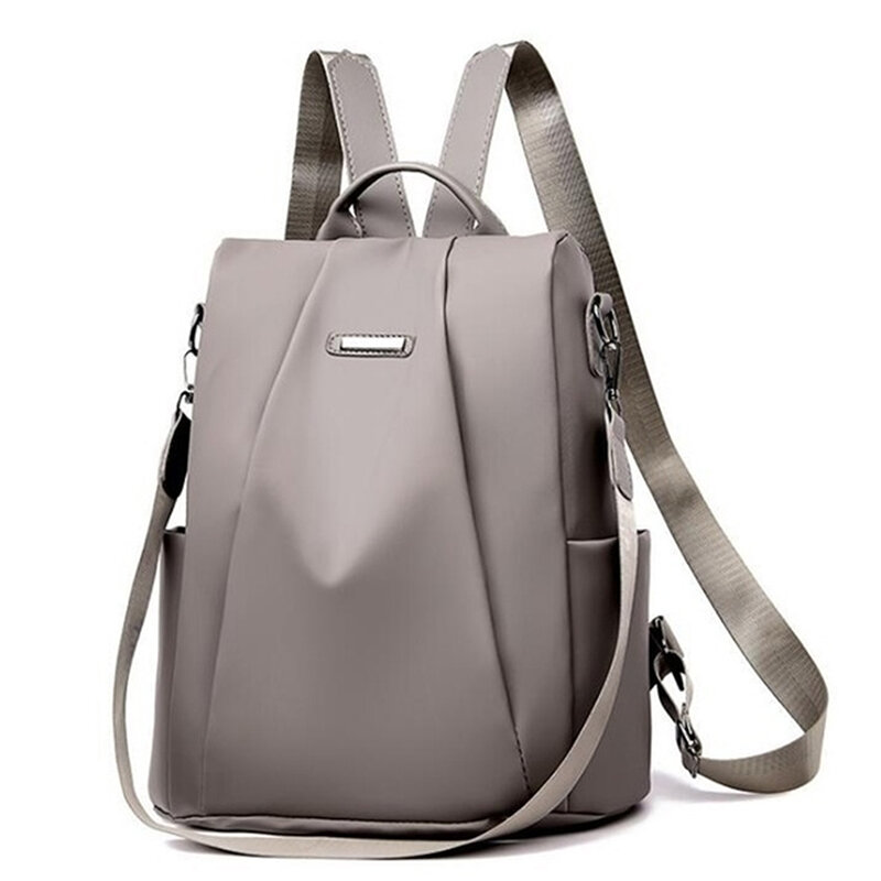 Nowa damska wielofunkcyjny plecak na co dzień nylonowa torba szkolna w jednolitym kolorze dla dziewcząt moda odpinany pasek torba podróżna na ramię