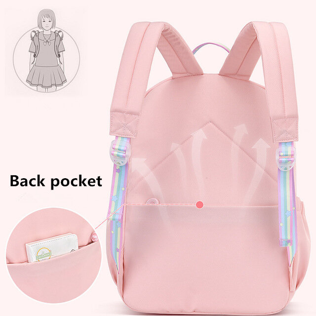 Tas punggung anak perempuan, tas sekolah tali pelangi, tas ransel tahan air untuk remaja, tas sekolah anak-anak mochilas
