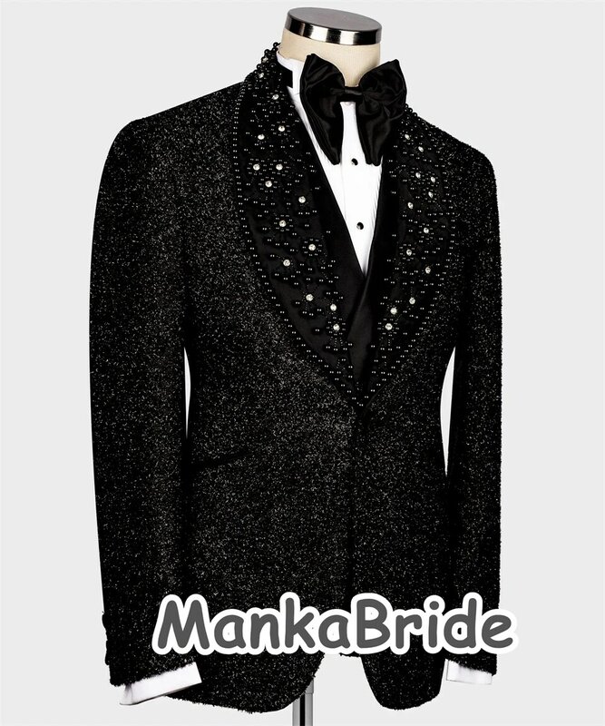 男性のための豪華なスーツ,結婚式の衣装,きらびやかな,黒のベストパンツ,3ピース,ビジネス,プロム,パーティードレス