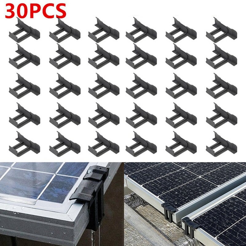 Cadres de panneaux solaires durables, clip de proximité de l'eau, épaisseur 35mm, longs panneaux, élimination automatique de l'eau stagnante, outil d'extérieur anti-poussière, 30 pièces
