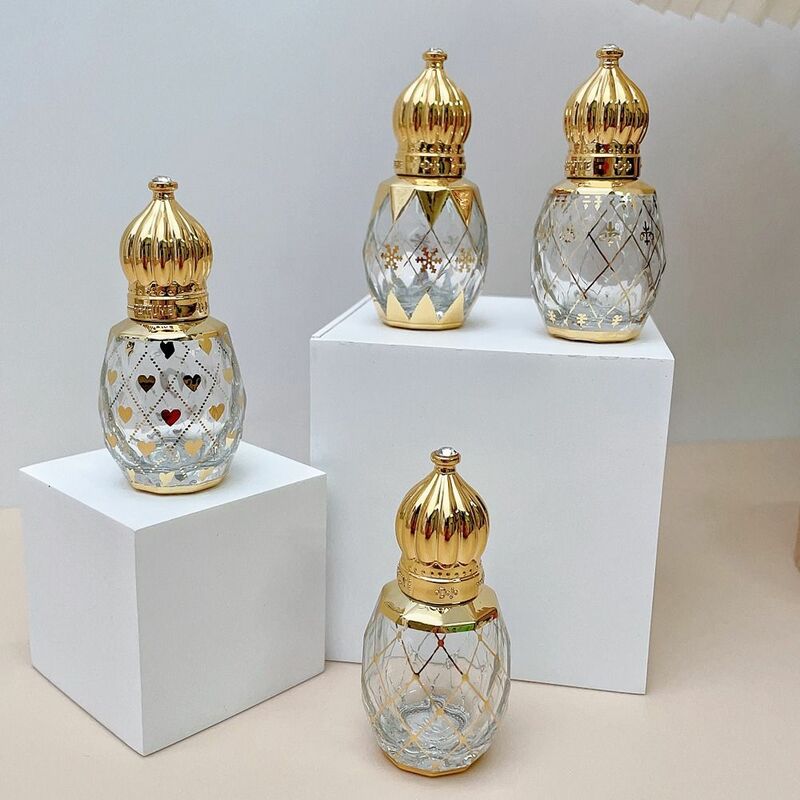 10ml Glass Roll on Bottle Mini Essential Oil Container Portable Blending Perfume Bottle Gold Empty Roll-On Bottles