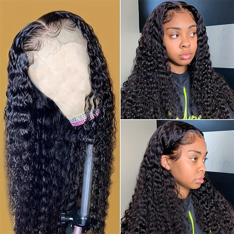 Rambut palsu renda Hd 40 inci 30 "x 6" rambut manusia Wig keriting untuk wanita sebelum dipetik Wig Frontal gelombang air gelombang dalam longgar tanpa lem