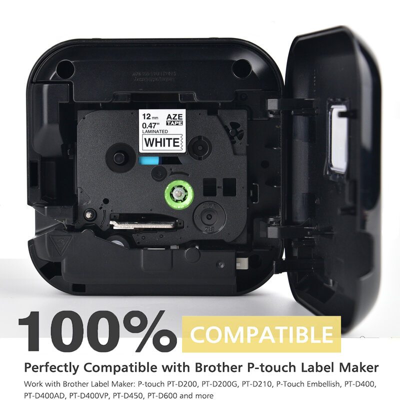 TZ-231-Cinta de etiquetas TZ-251 tz631, 12mm, Compatible con Brother tze, cinta laminada para p-touch Label Maker H110 H200