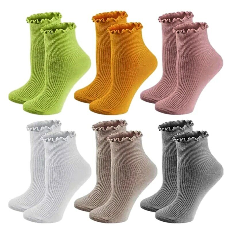 Womens Lolitas Ruffle Ankle Socks Breathable Cotton Socks Sweet Socks
