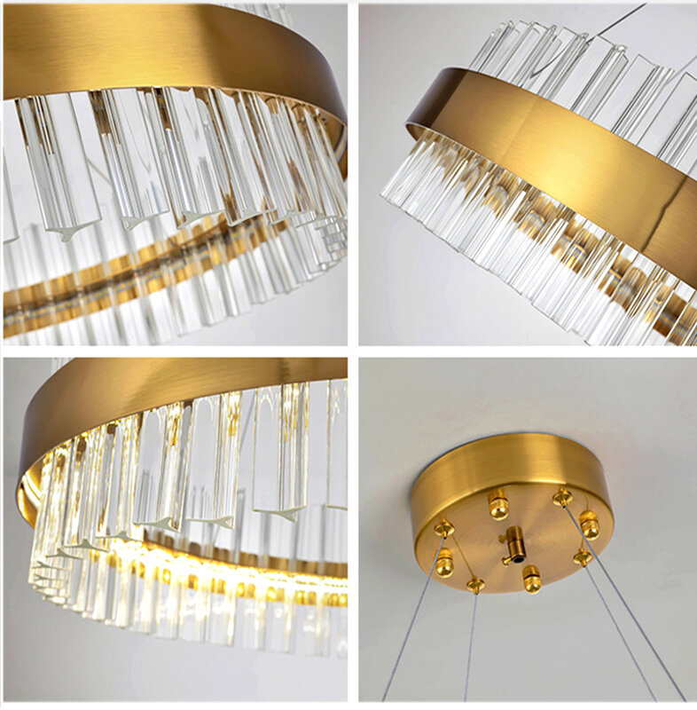 Modern lighting LED Crystal lamp bedroom living room ceiling pendant lamp hotel crystal chandelier apartment golden lights