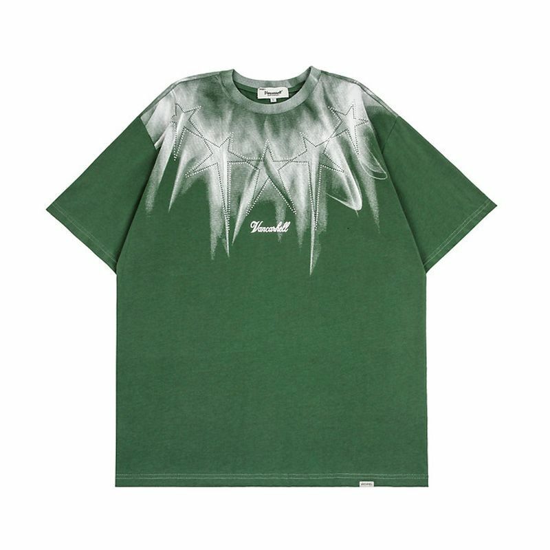 Camiseta de manga corta con estampado de patrón gótico americano para hombres y mujeres, ropa informal versátil de gran tamaño, high street, y2k, Verano