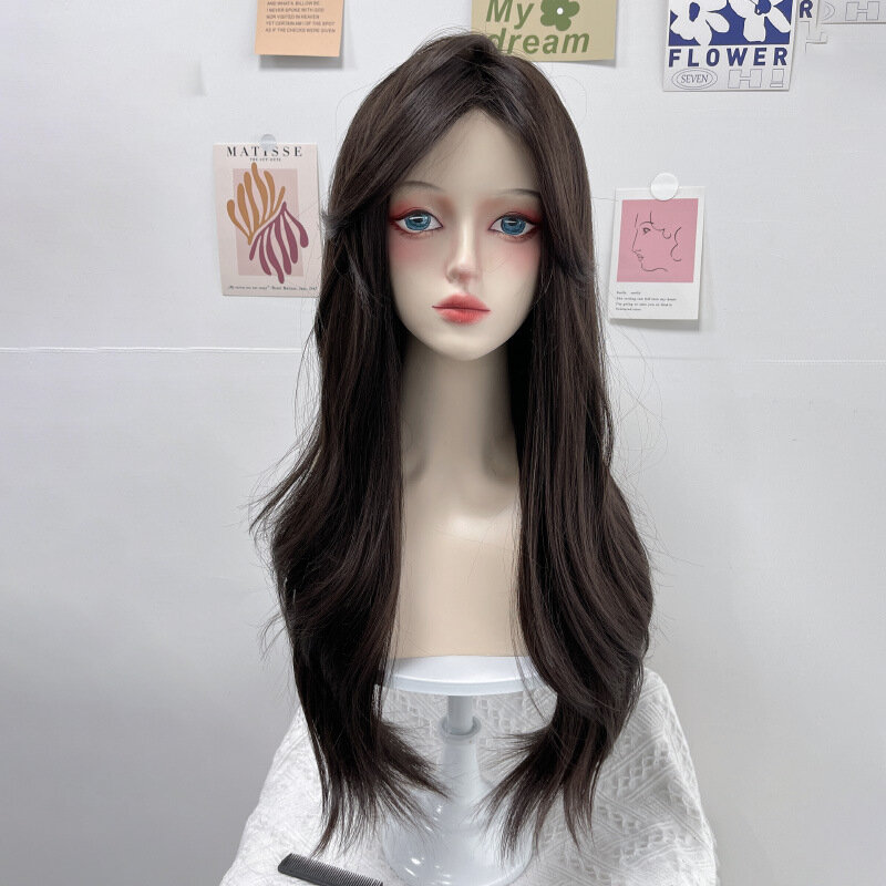 Perruque Lolita Bouclée Cheveux Longs pour Femme, Cheveux Naturels en Forme de Huit Lignes, Couture de Cheveux, Nouvelle Collection